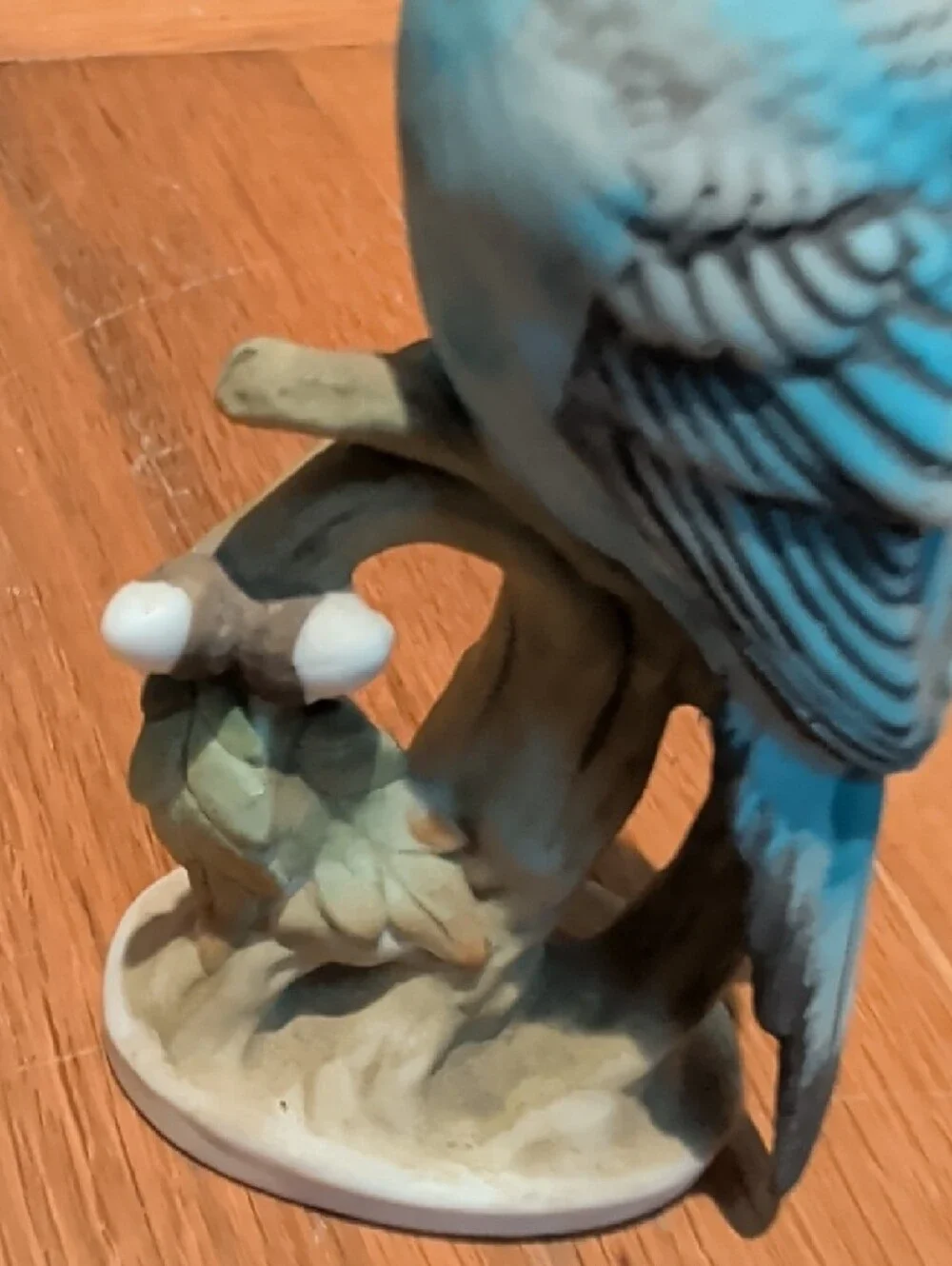 Blue Parakeet Figurine - Decorative Ceramic Bird Nature Home Decor Accents - Picture 5 of 9